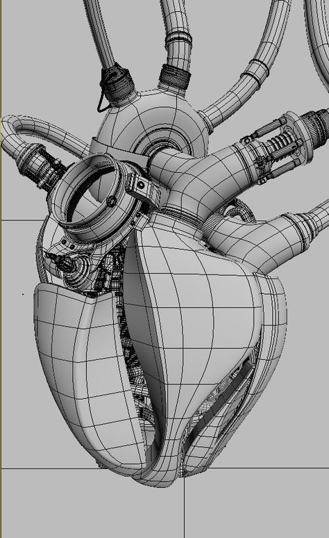 Hard Surface Concept Art, Mechanical Heart, Maya Modeling, Polygon Modeling, Hard Surface Modeling, Cyborgs Art, 3d Modeling Tutorial, Surface Modeling, Mechanical Art