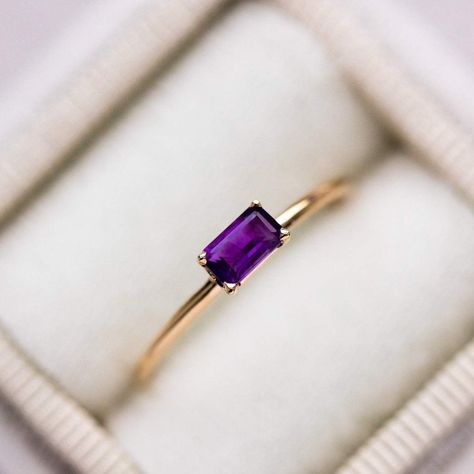 Purple Rings Engagement, Octagon Ring, Graduation Ring, Purple Stone Rings, Purple Ring, Ring Baguette, Gold Amethyst Ring, Purple Amethyst Ring, Purple Rings