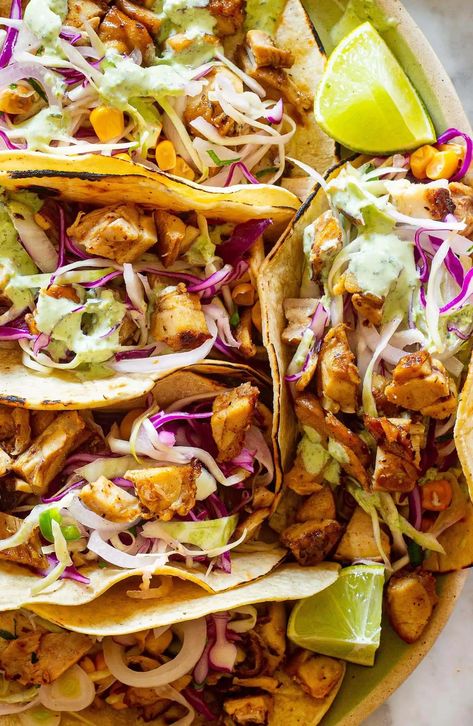 Pollo Asado Tacos Chicken Pollo, Cilantro Salsa, Spanish Chicken, Mexican Dish, Street Tacos, Pan Chicken, Diced Chicken, Cabbage Salad, Chicken Marinades