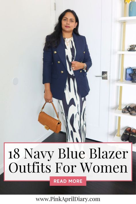 Elevate your chic fashion style wardrobe with my latest navy blue blazer fashion blog post. These 18 chic navy blue blazer outfits for women exude confidence and elegance. From navy blue blazer and skirt outfits for women to a wide leg jeans and navy blazer outfit, these navy blazer outfits for women effortlessly transition from day to night with unmatched grace. Don't miss your chance to elevate your wardrobe with the ultimate symbol of sophistication. Click the link to read more today! Blue Blazer And Skirt Outfit, Style Blue Blazer Women, Casual Navy Blazer Outfit Women, Navy Blazer Styling, Navy Blue Office Outfits Women, Navy Blazer Outfit Women Casual, Navy Blazer Outfits For Women, Dark Blue Blazer Outfits For Women, Navy Blue Blazer Outfits For Women