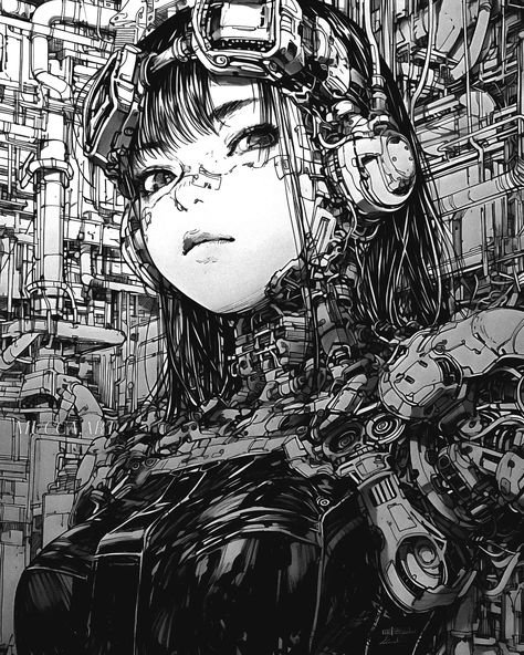 Cyborgs Art Cyberpunk, Cyberpunk Doodle, Cyberpunk Artstyle, Scenecore Oc, Cyberpunk Reference, Cyberpunk Theme, Cyborgs Art, Cyberpunk Anime, Cyberpunk Aesthetic