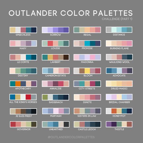 outlandercolorpalettes King Horse, Oc Challenge, Color Palette Challenge, Coloring Inspiration, Color Pallets, Color Chart, Outlander, Color Palettes, Color Inspiration