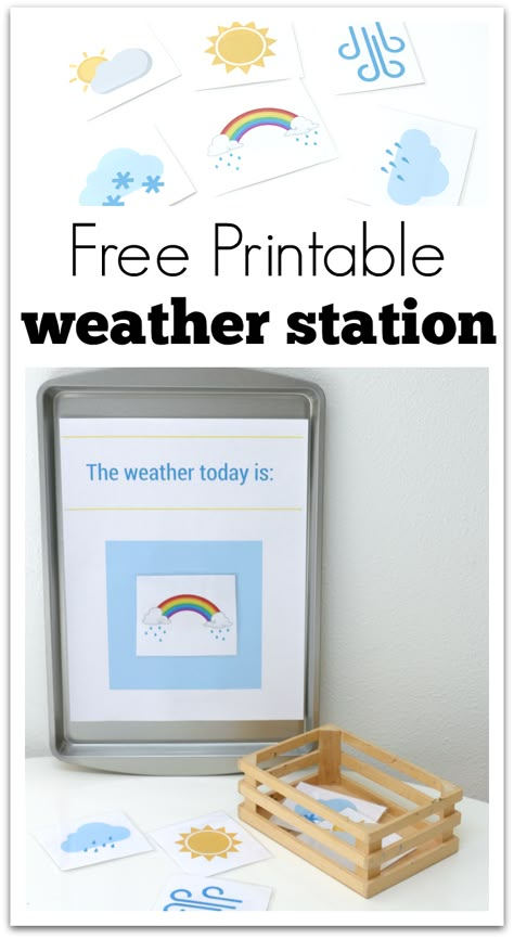 Free printable weather station for preschool. Fun preschool science activity that children can play and learn with. Weather Chart Ideas, Weather Activities Preschool, Teaching Weather, Weather Lessons, Preschool Weather, Weather Cards, Weather Crafts, Weather Chart, Weather Theme