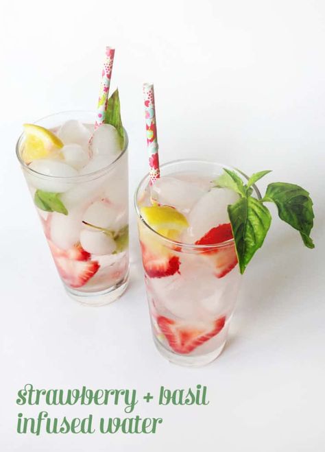 Strawberry Basil Water, Extra Vitamins, Basil Water, Summer Mocktails, Infused Waters, Fruit Infused Water Recipes, Strawberry Basil, Strawberry Mojito, Homemade Detox