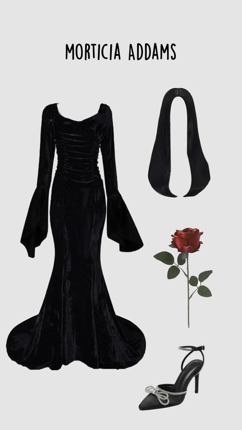 #wednesday #morticia #addamsfamily #rose #allblack #flowydress #longhair #halloween #october Wednesday Morticia, Addams Outfit, Morticia Addams Costume, Halloween Outfit Ideas, Morticia Addams, Halloween Outfit, Addams Family, Flowy Dress, Halloween Outfits