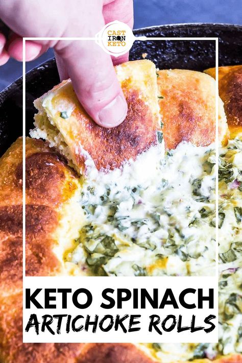 Chocolate Chip Cookies Cream Cheese, Keto Munchies, Keto Spinach Artichoke Dip, Keto Spinach Dip, Keto Spinach Artichoke, Keto Rolls, Cast Iron Keto, Cookies Cream Cheese, Keto Dips