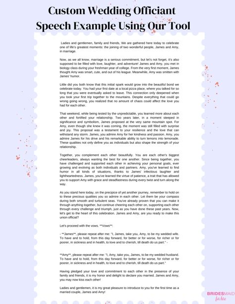 Officiant Speech Template, Wedding Officiant Script Funny, Officiant Wedding Script, Speech Bridesmaid, Officiant Speech, Script Examples, Bride Speech Examples, Christian Wedding Vows, Wedding Officiant Business