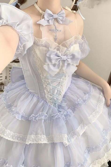 Process Time: Could be shipped out in 5-7 working days. Fabric: Polyester, Cotton, Velvet, Chiffon, Linen, Organza, Nylon, Lace, Spandex Color: Blue Feature: M Cute Blue Outfits, Cute Princess Dresses, Dress Aesthetic Vintage, Aesthetic Dress, Special Clothes, Dress Aesthetic, Princess Outfits, Blue Outfit, Handmade Dresses