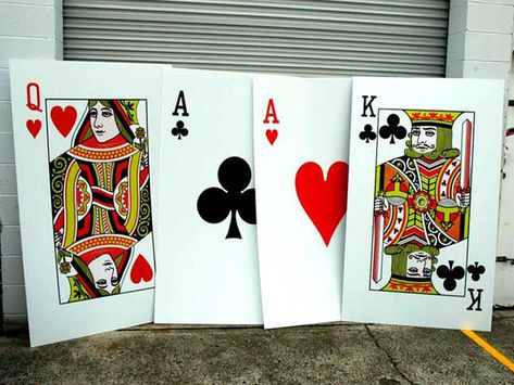 Giant Playing Cards Decoration, Diy Giant Playing Cards, Giant Playing Cards, Large Playing Cards, Surprise 50th Birthday Party, 2023 Decor, Wedding Seating Cards, Play Your Cards Right, Selfie Wall