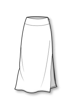 Side Split maxi Skirt Flat Sketch, Knit Long Skirt, Flat Drawings, Flat Sketches, Side Split, Line Drawing, Long Skirt, Split, Sketch