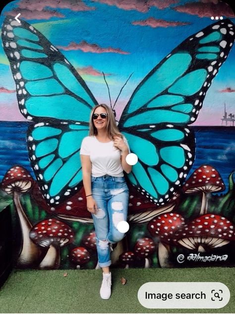 Butterfly Mural, Angel Wings Wall Art, Selfie Wall, Garden Mural, Angel Wings Wall, Butterfly Artwork, Diy Wall Painting, School Murals, Cement Art