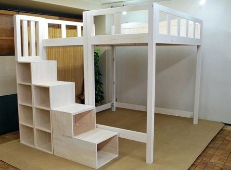 Loft Bed With Couch Underneath Aesthetic, Stuva Loft Bed, Loft Bed Stairs, Adult Loft Bed, Queen Loft Beds, Stair Plan, Loft Bed Plans, Diy Loft Bed, Bunk Beds With Stairs