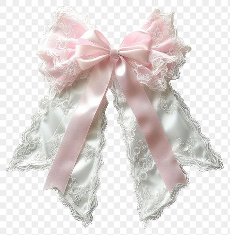 Pink Ribbon Png, White Ribbon Bow, Ribbon Png, Coquette Pink, Bow Accessories, Graphic Elements, Lace Bows, Lace Ribbon, White Ribbon