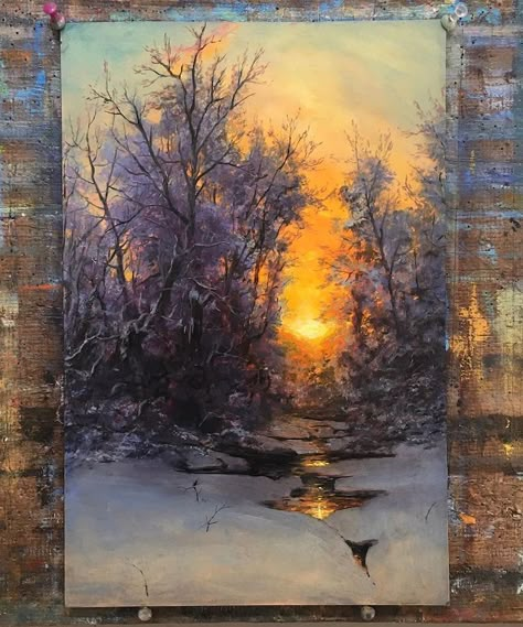 Landscape Paintings by Erik Koeppel Vibrant Landscape, Beautiful Landscape Paintings, Winter Landscape Painting, Landscape Art Painting, Winter Painting, Winter Scenery, Mountain Paintings, Colorful Paintings, The Environment