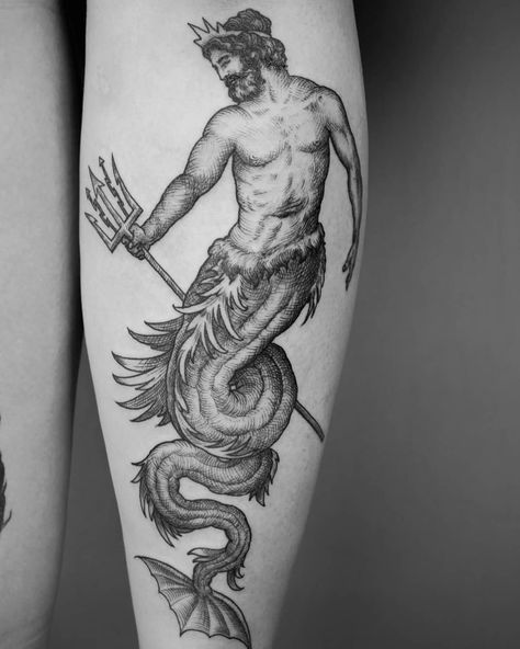 Poseidon • Merman Tattoo | Tattoo Ideas and Inspiration Merman Tattoo For Men, Male Mermaid Tattoo, Triton Tattoo Men, Mermen Tattoo, Merman Tattoo, Poseidon Tattoos, Male Mermaid, Gay Tattoo, Poseidon Tattoo