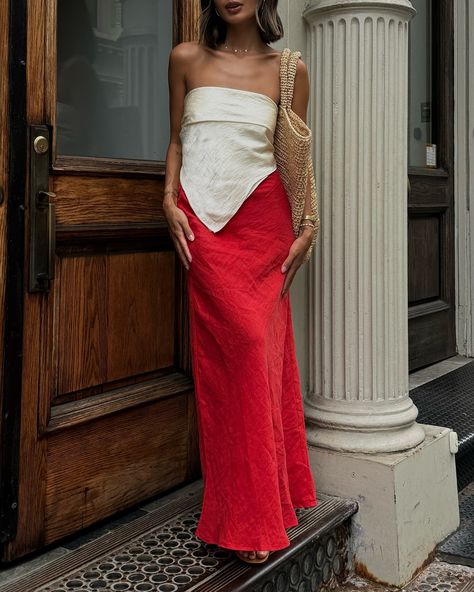 Our Ena Maxi Skirt in Chilli is always a bold move. 70s Inspired Fashion, Just Style, 70s Inspired, Summer Wear, Body Goals, Maxi Skirt, What To Wear, Night Out, Fashion Inspo