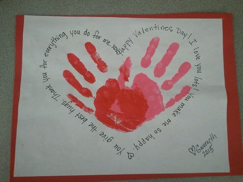 Valentine handprint art Preschool Valentine Crafts, February Crafts, Diy Valentines Cards, Valentine's Day Crafts For Kids, Preschool Valentines, Valentine Activities, Toddler Valentines, Valentine Crafts For Kids, Handprint Craft