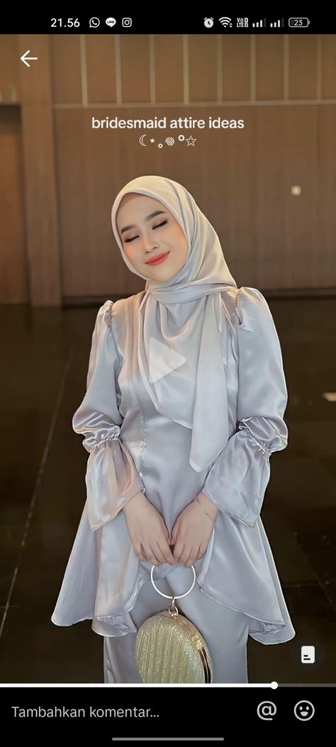 Tunik Satin Polos, Dress Silk Hijab, Bridesmaid Melayu, Bresmaid Dresses Muslim, Kebaya Malaysia, Braidsmaid Hijab Style, Kebaya Melayu, Model Baju Hijab, Outfit Kebaya