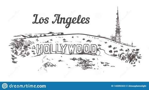 Los Angeles Doodles, Hollywood Drawing, Skyline Tattoo, Los Angeles Airport, Illustration Editorial, Doodle Background, Los Angeles Hollywood, Photography Illustration, Background Illustration