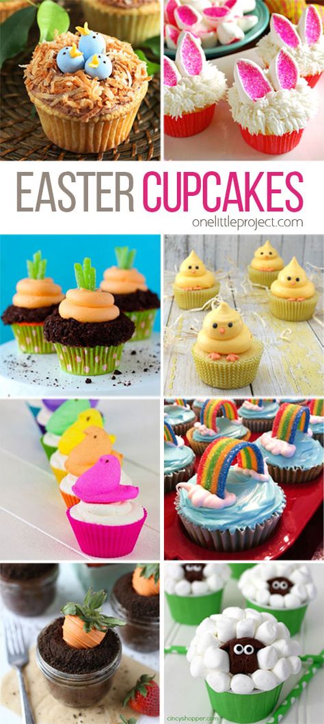 This list of Easter cupcake ideas is ADORABLE! So many cute cupcake decorating ideas and they all look fairly easy! I can't wait to start my Easter baking! Easter Cupcake Ideas, Easter Cupcake Recipes, Easter Things, Easter Cupcake, Easter Sweets, Cupcakes Ideas, Shower Stuff, Easter Baking, Easter Goodies