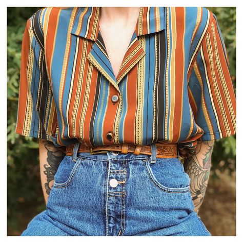 Vintage 90’s oversized boxy lightweight stripedDepop button up shirt outfit buttonupshirtoutfit Button Up Shirt Outfit, Oversized Shirt Outfit, Live Selling, Stripe Outfits, Button Up Blouse, Retro Shirts, Blouse Shirt, Character Outfits, Retro Outfits