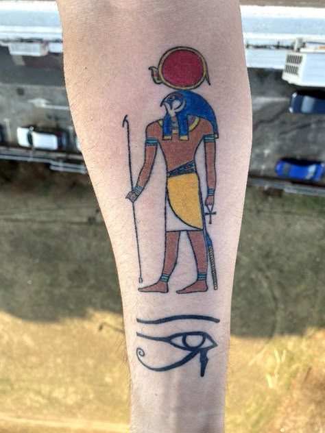 Amun Ra Tattoo, Ra Tattoo, God Tattoos, Sun Tattoos, Egyptian Tattoo, Sun Tattoo, Egyptian Gods, Tattoo Idea, Rock Bands