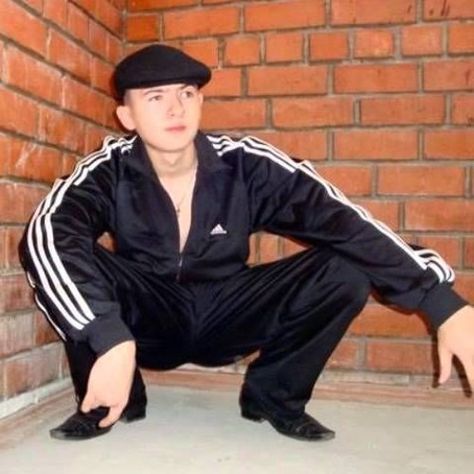 RUSSIAN STREET MOB by rf Russian Squat, Tracksuit Aesthetic, Slav Squat, Adidas Aesthetic, Soviet Fashion, Tracksuit Outfit, Squat Challenge, Adidas Tracksuit, Boy Poses