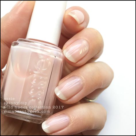 Essie Skinny Dip – Wild Nudes Collection 2017 Here’s the thing… this isn’t exactly a collection of nudes, but they ARE neutrals. What’s the difference? Well, a nude is a fairly flat shade that generally runs in the skin tone family: the ivory, beige, tan or brown sort of arena. A neutral though (in terms of colours in/or against the skin) can be anything that’s found in the skin tone. That can mean peach, plum, rose, and yes, olive. Sheer Nail Polish, Sheer Nails, Essie Gel Couture, Nude Nail Polish, Gel Couture, Essie Gel, Opi Nail Lacquer, Essie Nail Polish, Essie Nail