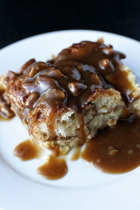 Croissant Bread Pudding with Pecan Toffee Sauce Croissant Bread Pudding, Pecan Toffee, Praline Sauce, Bread Pudding Recipes, Croissant Bread, Pecan Praline, Kouign Amann, Toffee Sauce, Bread Puddings