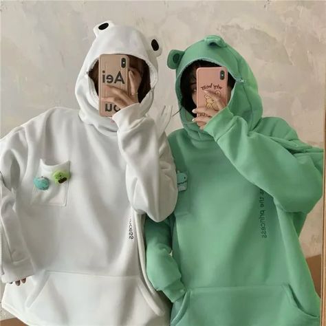 Frog Hoodie, Funny Embroidery, Harajuku Sweatshirt, Kawaii Harajuku, Harajuku Streetwear, Couple Matching, Trendy Prints, Winter Hoodies, Christmas Hoodies