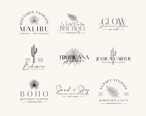 9 x Edit yourself Boho, Floral inspired logos for you small business or brand. Easy to edit in Canva for use on your product labels, website banners and social media. Edit for FREE online using CANVA.com on your home computer. * Change the wording * Change the fonts * Change the background * Move things around What do you get? 9 x BOHO, Floral Editable Logo Design Editable in CANVA.com BONUS - Editing and Printing Guide This is a digital listing only. No physical product will be shipped. What ca Bohemian Logo Design, Western Logo, Nautical Logo, Bohemian Logo, Boho Logo Design, Salon Logo Design, Etiquette Vintage, Diy Logo, Premade Branding