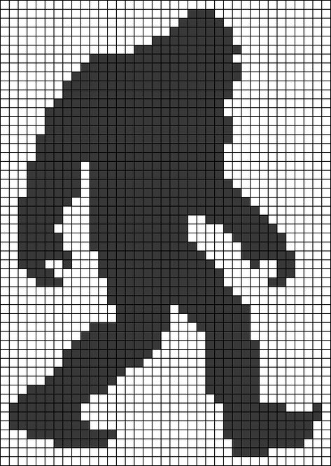 Alpha pattern #83688 | BraceletBook Sasquatch Knitting Pattern, Bigfoot Pixel Art, Bigfoot Cross Stitch Pattern, Sloth Plastic Canvas Patterns, Bigfoot Perler Beads, Mothman Alpha Pattern, Cryptid Alpha Pattern, Beaded Bigfoot, Alpha Pattern Knitting