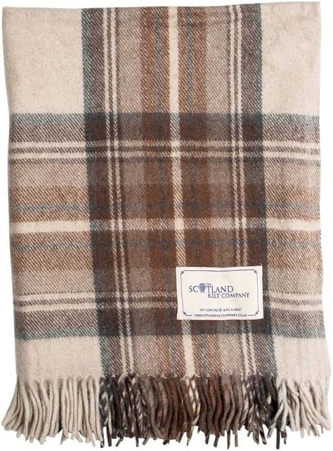 Unisex Knee Rug in Stewart Natural Dress Tartan - Soft Wool Travel Blanket Warm Throw with Fringe... | Amazon (US) Under Bed Organization, Gold Sconces, Natural Dress, Brown Throw Blanket, Blanket Plaid, Neutral Curtains, Tartan Throws, Plaid Blankets, Plaid Rug