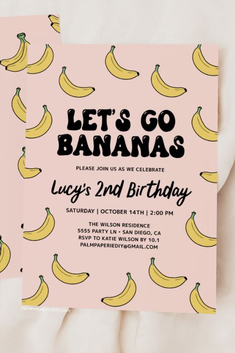 Banana Birthday Party, Banana Birthday, Monkey Party Ideas, Banana Party, Bday Decor, Girls Birthday Party Themes, Monkey Girl, Go Bananas, Girl Birthday Party