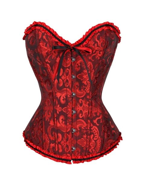 Plus Baroque Frill Trim Bandeau Waist Trainer | SHEIN EUR Cheap Corset, Womens Corset Tops, Corset Underbust, Victorian Corset, Floral Bustier, Fashion Drawings, Red Corset, Body Shapewear, Overbust Corset