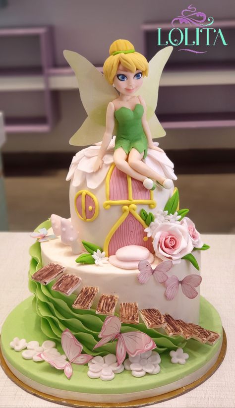 Rapunzel Birthday Cake, Fairy Garden Cake, Shark Birthday Cakes, Fairy Birthday Cake, Tinkerbell Cake, Cake Designs For Kids, 8th Birthday Cake, Torte Decorate, Garden Cake