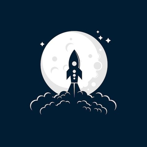 Rocket moon launch illustration logo Pre... | Premium Vector #Freepik #vector #galaxy-logo #rocket-logo #corporate-logo #company-logo Launch Illustration, Hand Drawn Logotype, Esoteric Logo, Balloon Logo, Rockets Logo, Moon Galaxy, Sublimacion Ideas, Dream Logo, Rocket Design