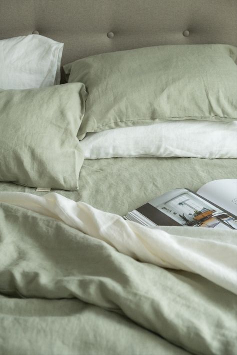 Linen Texture is European brand of linen textiles and home clothes founded in 2017. We make textiles from 100% flax grown in France and Belgium and soften the fabric using a special stonewashed technology that makes it soft and pleasant to touch. Sage Green Bedsheet, Light Green Sheets, Sage Green Bed Sheets Aesthetic, Sage Green Bedsheets Aesthetic, Sage Bed Sheets, Green Bed Sheets Aesthetic, Green Sheets Bedding, Sage Green Bed Sheets, Green Linen Sheets