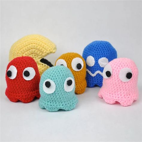 Crocheted Toys, All Free Crochet, Crochet Diy, Pac Man, Arcade Game, Bag Crochet, Amigurumi Free Pattern, Crochet Dolls, Crochet Animals