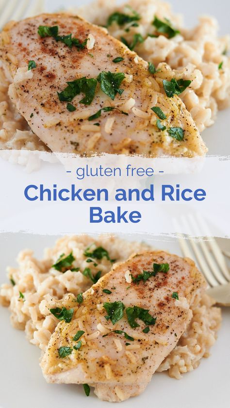 Gluten Free Rice Recipes, Gluten Free Baked Chicken, Chicken And Rice Crockpot, Baked Chicken Recipes Healthy, Chicken And Rice Dishes, Gluten Free Chicken Recipes, Rice Bake, Chicken Rice Recipes, Creamy Chicken And Rice