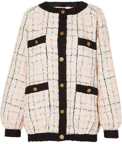 Gucci - Cotton-blend Bouclé-tweed Bomber Jacket - Ivory Gucci Tweed, Gucci Sweater, Prada Sandals, Tweed Mini Skirt, Elegante Casual, Jackets Online, Tweed Jacket, Fashion Tops, Net A Porter