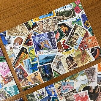 Crafts with old Postage stamps Decoupage With Postage Stamps, Crafts With Postage Stamps, Postage Stamp Crafts, Postage Stamps Diy, Old Postage Stamps, Postage Stamps Crafts, Postage Stamps Collage, Collage Quilts, Mixed Media Art Projects