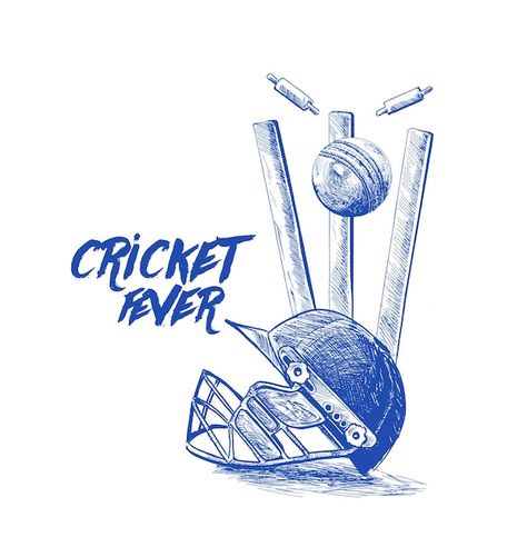 Cricket championship with ball wicket wi... | Premium Vector #Freepik #vector #bowler #batsman #wicket #cricket Cricket Helmet Drawing, Cricket Tattoo Design, Cricket Doodle, Cricket Painting, Cricket Drawing, Cricket Illustration, Cricket Art, Cricket Helmet, Freehand Sketch