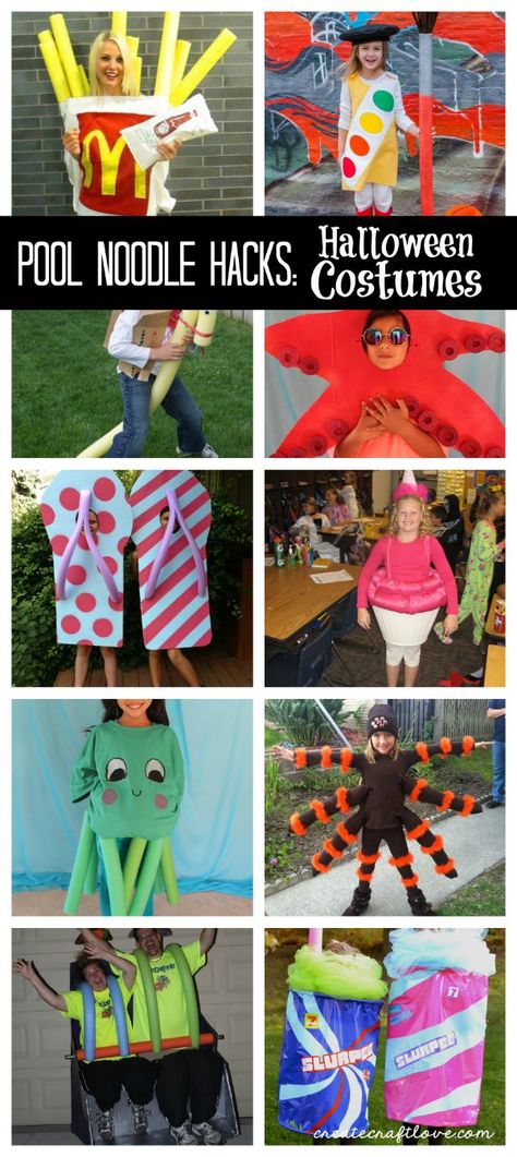 Pool Noodle Hacks: Halloween Costumes!  via createcraftlove.com Pool Noodle Halloween, Pool Noodle Hacks, Noodle Hacks, Noodles Ideas, Pool Noodle Crafts, Homemade Halloween Costumes, Diy Kostüm, Diy Bebe, Pool Noodle