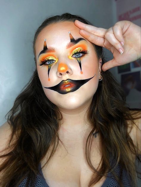 Orange Clown Makeup, Clown Halloween, Clown Makeup, Halloween Makeup, Halloween Face, Face Makeup, Halloween Face Makeup, Halloween, Orange