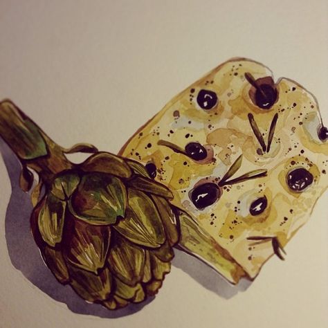 Painting Food, Family Recipe Book, Food Italian, Watercolor Food, Family Recipe, Food Illustration, Illustration Painting, Food Illustrations, Artichoke