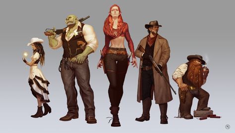 ArtStation - WILD WEST FANTASY CHARACTERS Cowboy Character Design, West Art, Fantasy Monster, Modern Fantasy, Fantasy Concept Art, Urban Fantasy, Fantasy Inspiration, Fantasy Games, Dieselpunk