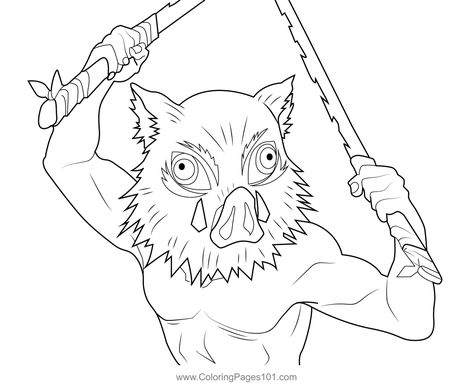 Inosuke Hashibira Demon Slayer Coloring Page Inosuke Coloring Pages, Inosuke Drawing, Demon Slayer Coloring Page, Inosuke Manga, Finger Doll, Inosuke Demon Slayer, Monster Truck Coloring Pages, Manga Wall, Inosuke Hashibira