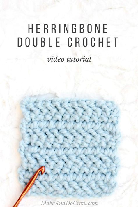 Herringbone Double Crochet, Herringbone Stitch Tutorial, Crochet Waistcoat, Half Double Crochet Stitch, Crochet Knit Stitches, Easy Crochet Stitches, Herringbone Stitch, Knitting Blogs, Crochet Stitches Video