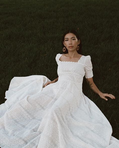 Stephanie Liu Hjelmeseth (@honeynsilk) • Instagram photos and videos White Cottagecore Dress, Eyelet Wedding Dress, Southwestern Wedding, Cottagecore Wedding, White Eyelet Dress, Cottagecore Dress, Eyelet Dress, Wedding Story, Wedding Dress Inspiration